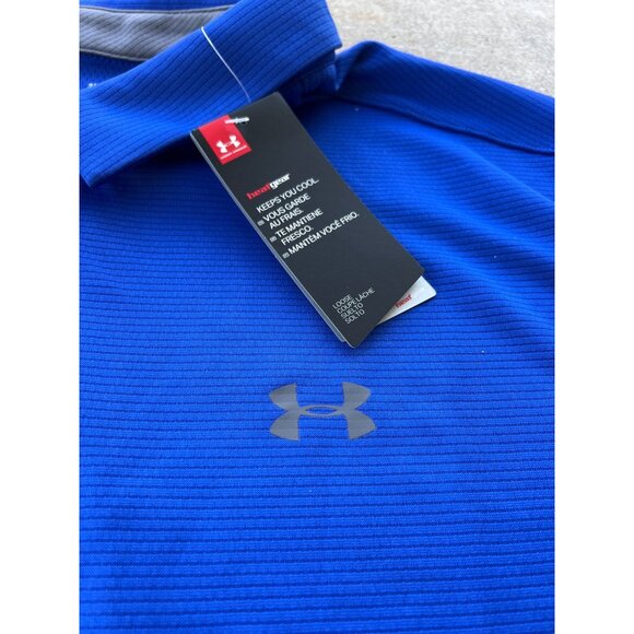 Under Armour Mens Blue 3XL HeatGear Polo Golf Shirt Loose Fit T3 - Picture 2 of 5